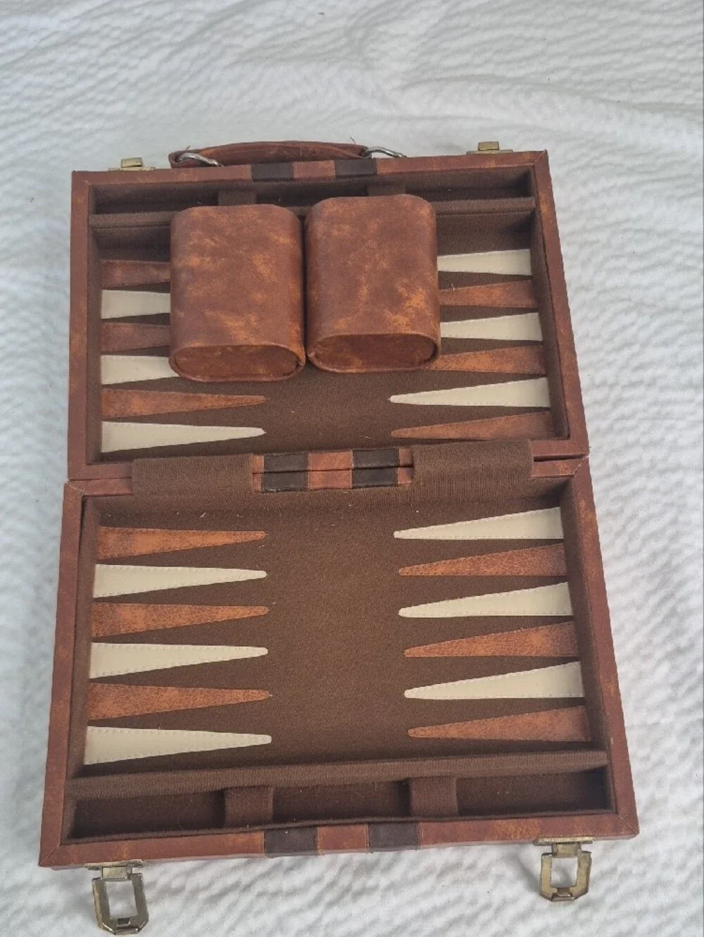 Vintage-Style Men's Brown Travel Briefcase with Dark Brown Stripes